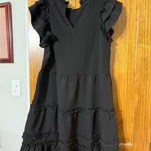 Mud Pie Elegant Black Ruffle Dress